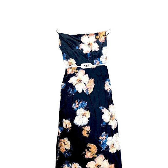 Quiz Women Floral Maxi Slip Dress With Cowl Neck Navy/Beige Size 10 NWT - Picture 2 of 8